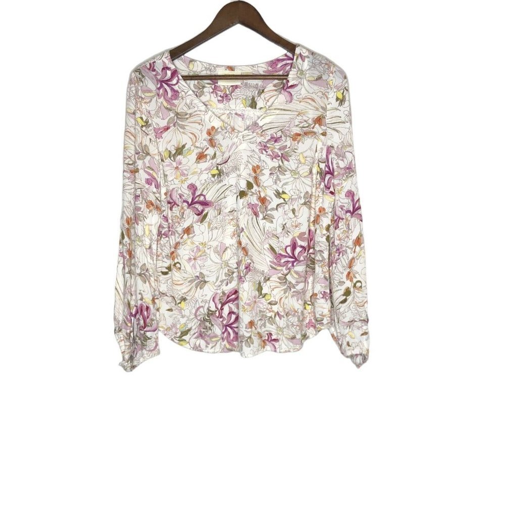 Maeve by Anthropolgie Pernille Tie Sleeve Blouse Floral Long Sleeve Size XS Boho
